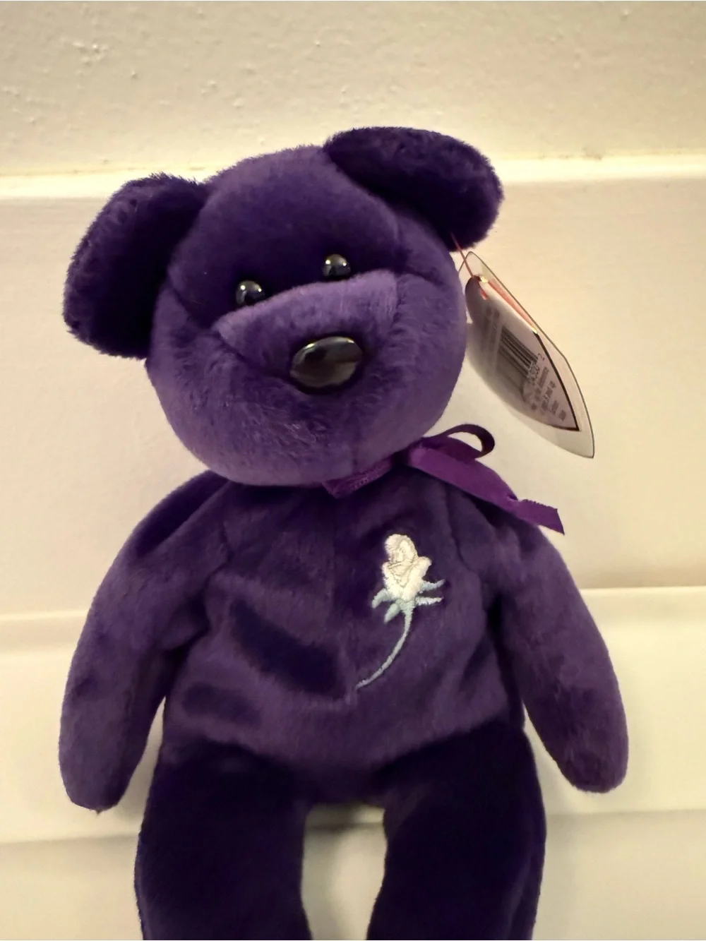NWT Vintage Ty Beanie Babies Purple Princess Diana Bear Plush